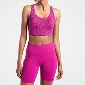 Athleta Advance Printed Sport Bra High Impact Size 32B Fiji Magnolia Purple